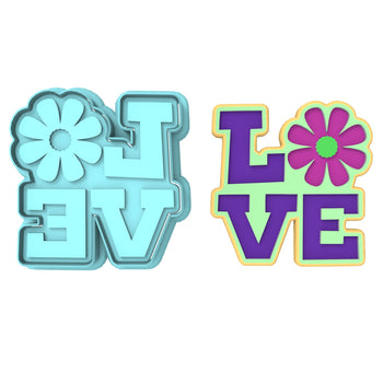 Love Flower Cookie Cutter  Outline & Stamp #1