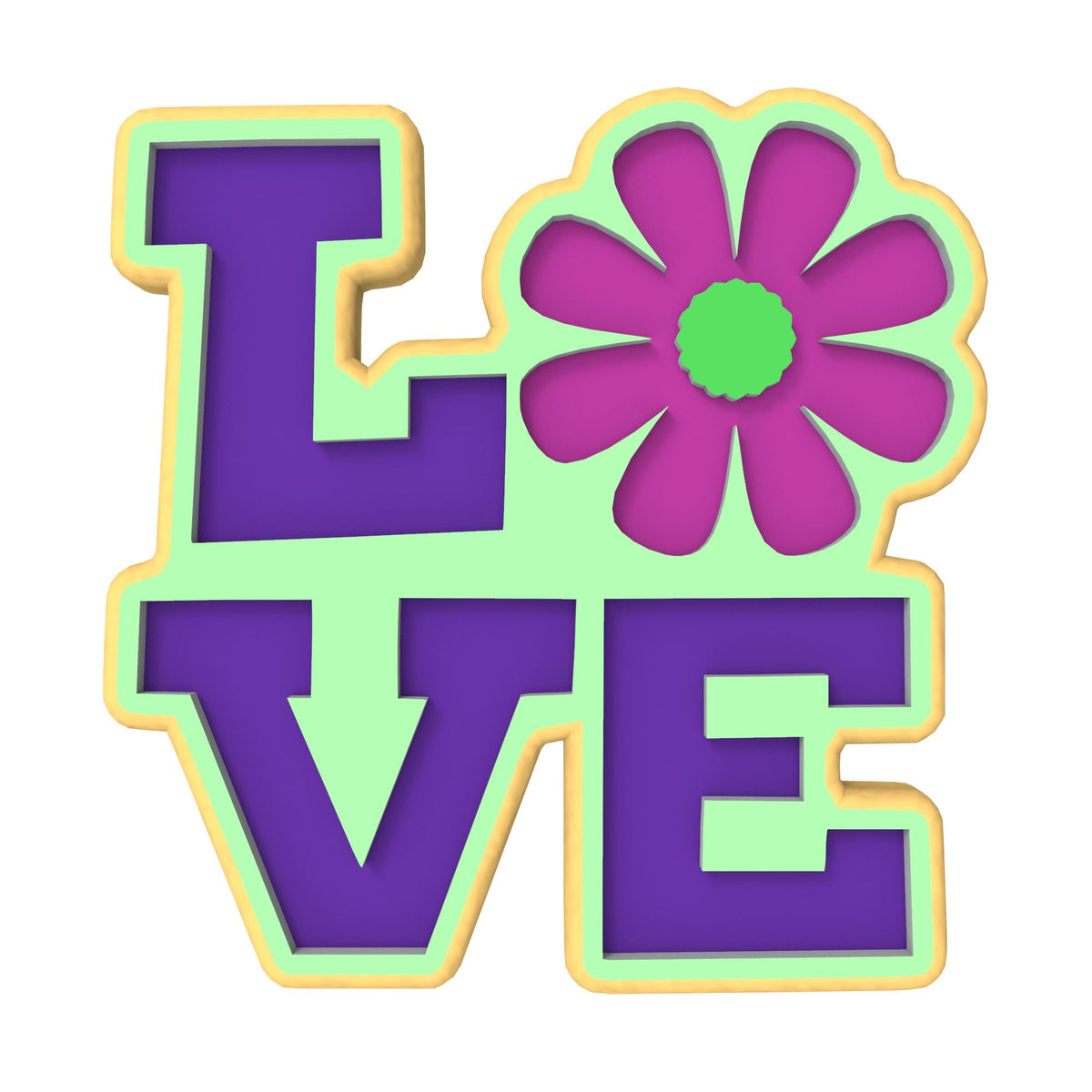 Love Flower Cookie Cutter  Outline & Stamp #1