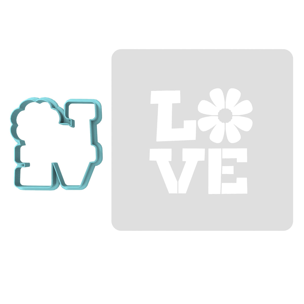 Love Flower Cookie Cutter  Outline & Stamp #1