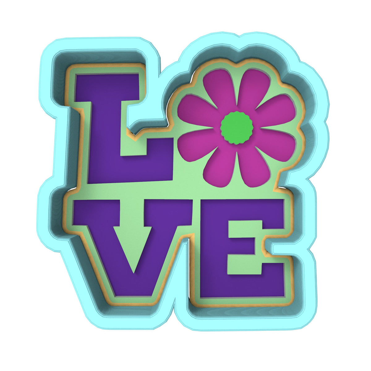 Love Flower Cookie Cutter  Outline & Stamp #1