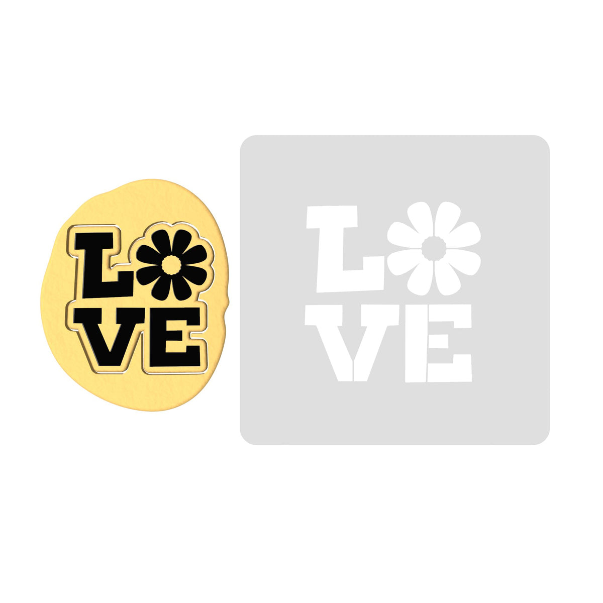 Love Flower Cookie Cutter  Outline & Stamp #1