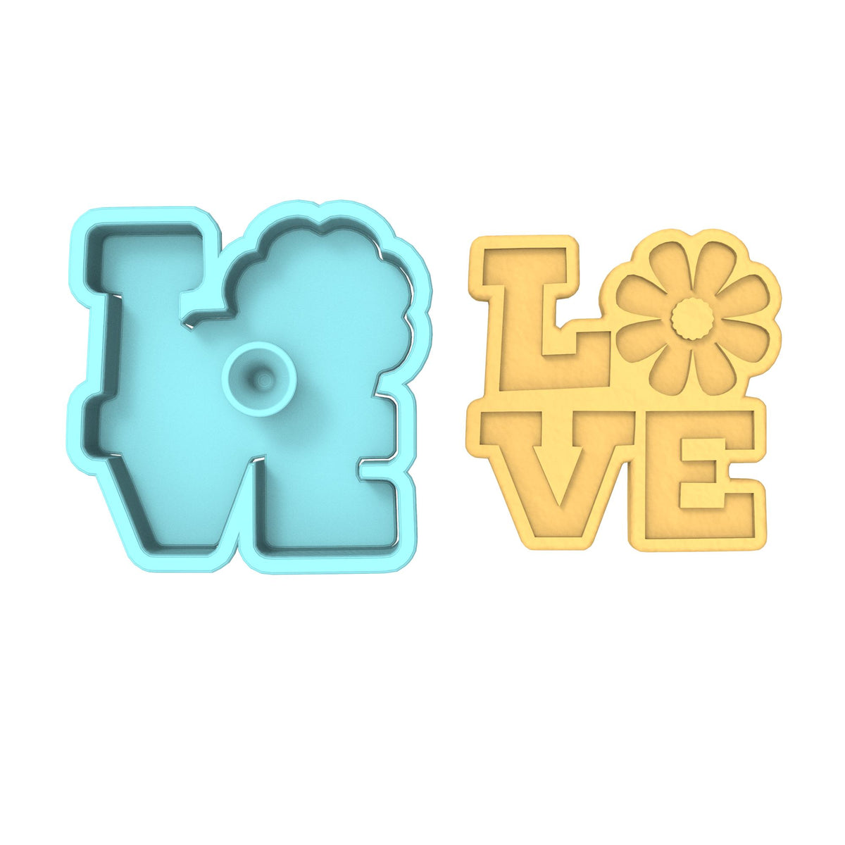 Love Flower Cookie Cutter  Outline & Stamp #1