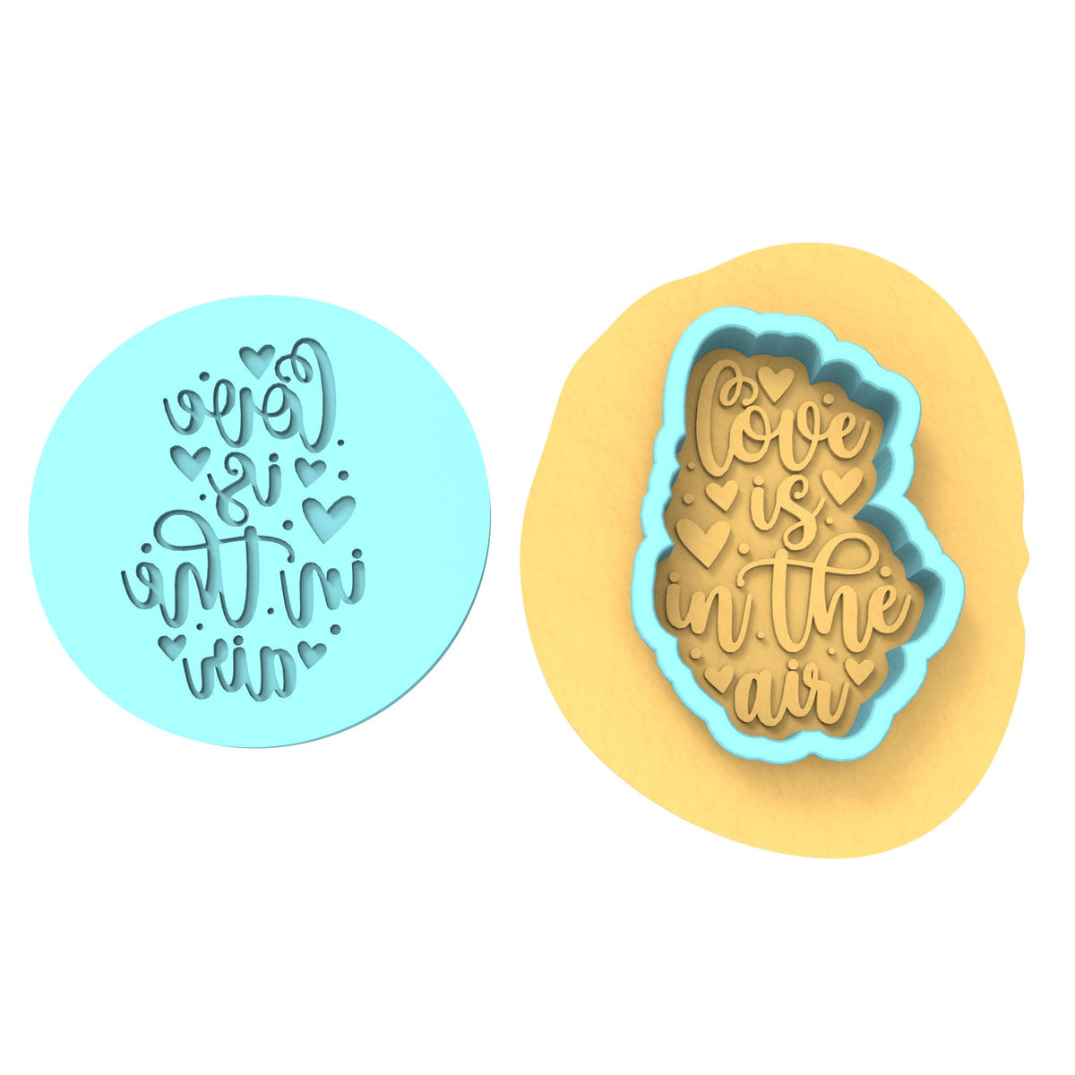 Love is in the Air Cookie Cutter | Stamp | Stencil Wedding / Baby / V Day Cookie Cutter Lady MINI - 2 Inches (5cm) **BUNDLE** Cutter + Debosser 