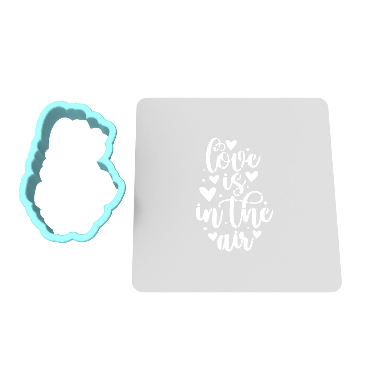 Love is in the Air Cookie Cutter | Stamp | Stencil Wedding / Baby / V Day Cookie Cutter Lady MINI - 2 Inches (5cm) **BUNDLE** Cutter + Stencil 