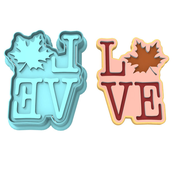 Love Leaf Cookie Cutter | Stamp | Stencil #1 Halloween / Fall Cookie Cutter Lady 2 Inch Small Cupcake Cutter + Stamp No