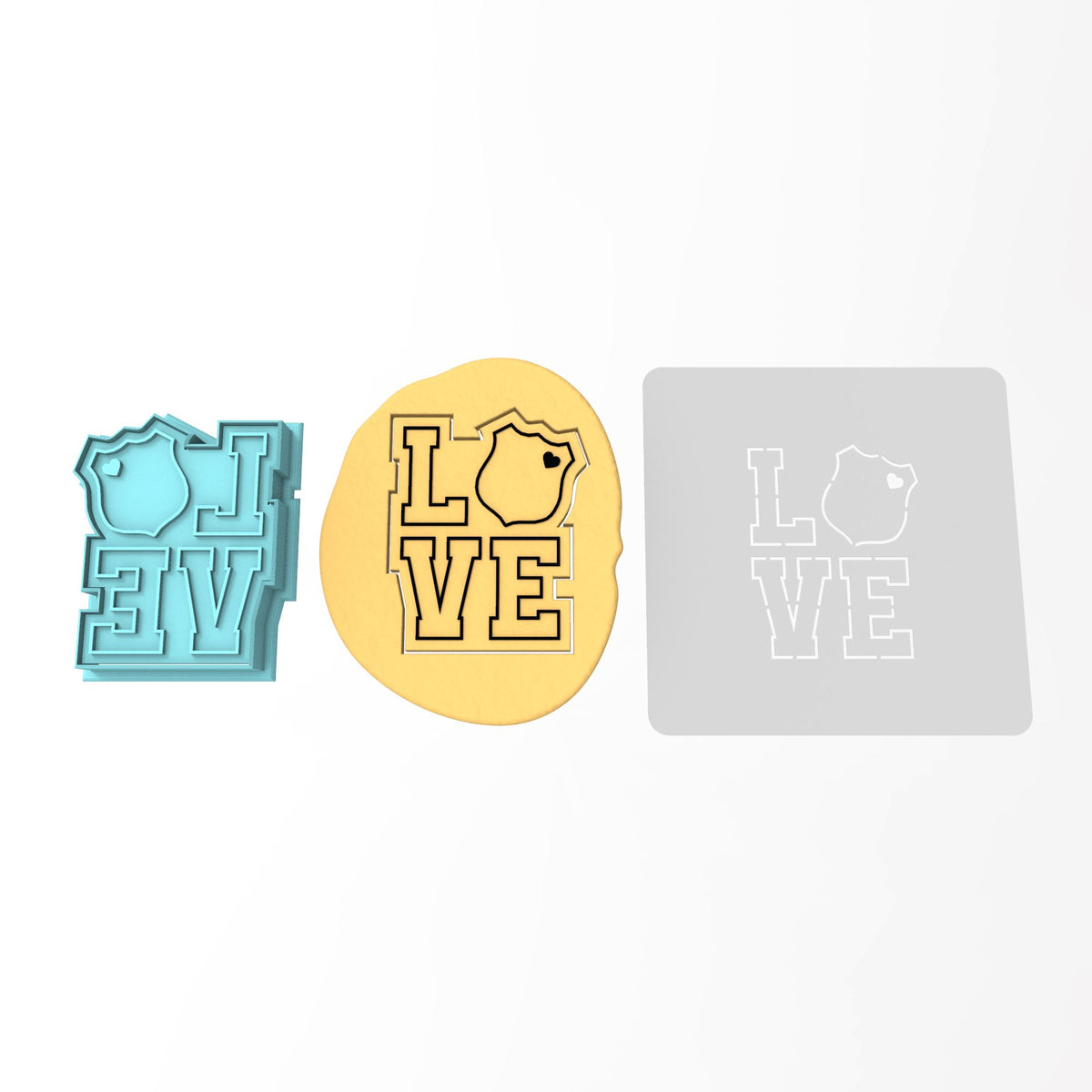 Love Police Badge Cookie Cutter | Stamp | Stencil #1