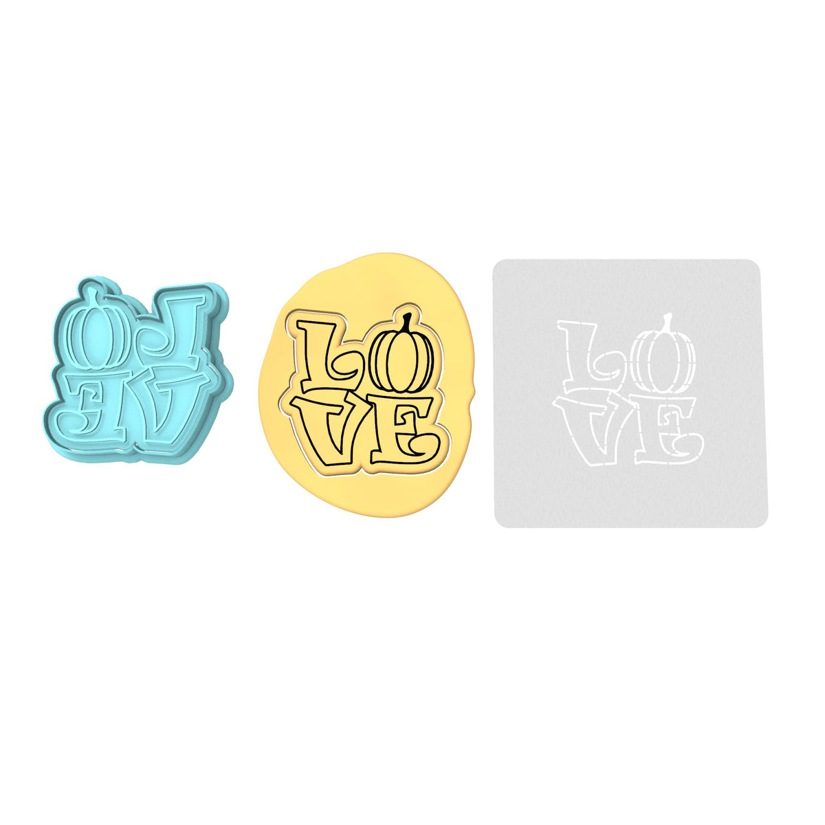 Love Pumpkin Cookie Cutter | Stamp | Stencil #1 Halloween / Fall Cookie Cutter Lady 2 Inch Small Cupcake Cutter + Stamp Yes