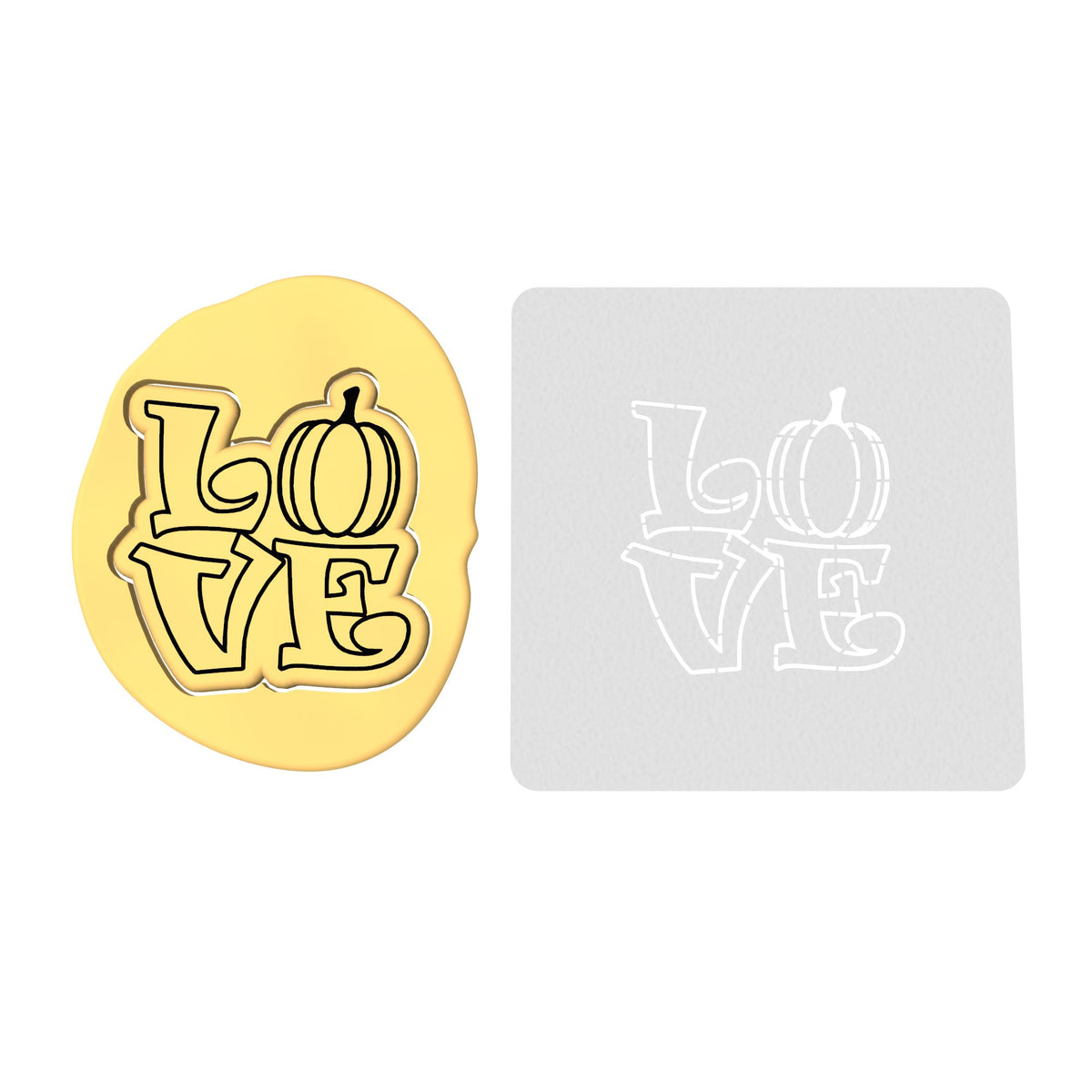 Love Pumpkin Cookie Cutter | Stamp | Stencil #1 Halloween / Fall Cookie Cutter Lady 2 Inch Small Cupcake Stamp Only Yes