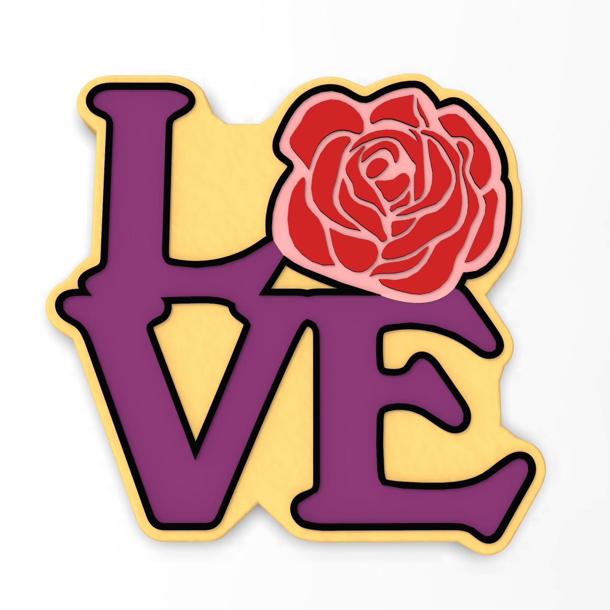 Love Rose Cookie Cutter | Stamp | Stencil #1