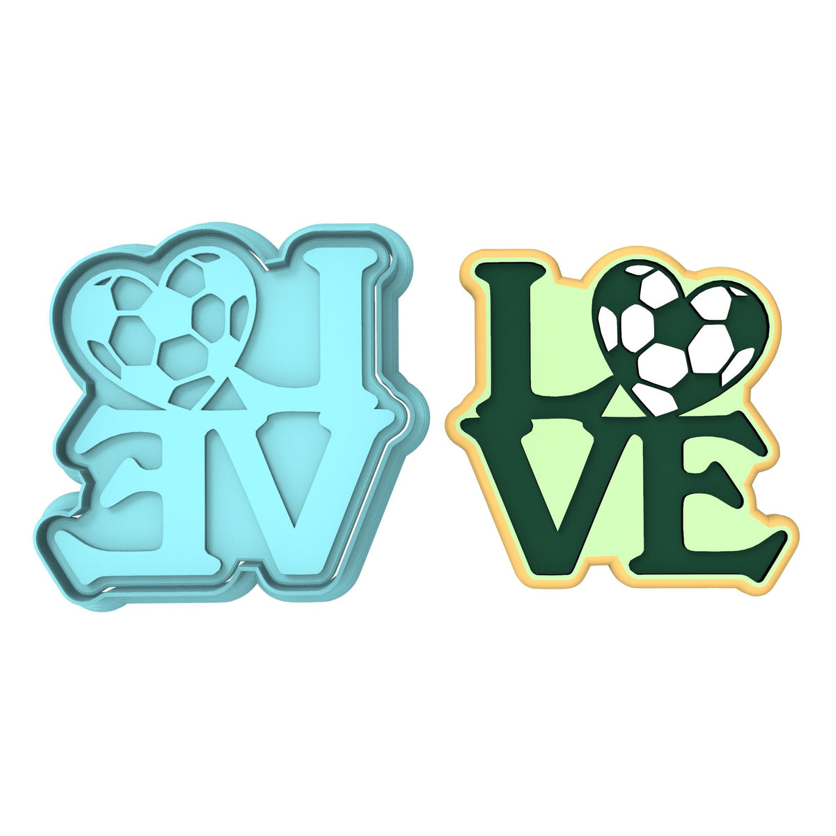 Love Soccer Cookie Cutter | Stamp | Stencil #1 transportation Cookie Cutter Lady MINI - 2 Inches (5cm) **BUNDLE** Cutter + Stamp 