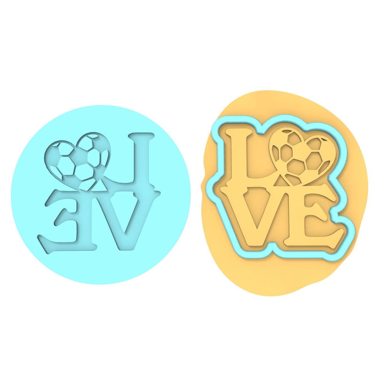 Love Soccer Cookie Cutter | Stamp | Stencil #1 transportation Cookie Cutter Lady MINI - 2 Inches (5cm) **BUNDLE** Cutter + Debosser 