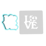 Love Soccer Cookie Cutter | Stamp | Stencil #1 transportation Cookie Cutter Lady MINI - 2 Inches (5cm) **BUNDLE** Cutter + Stencil 