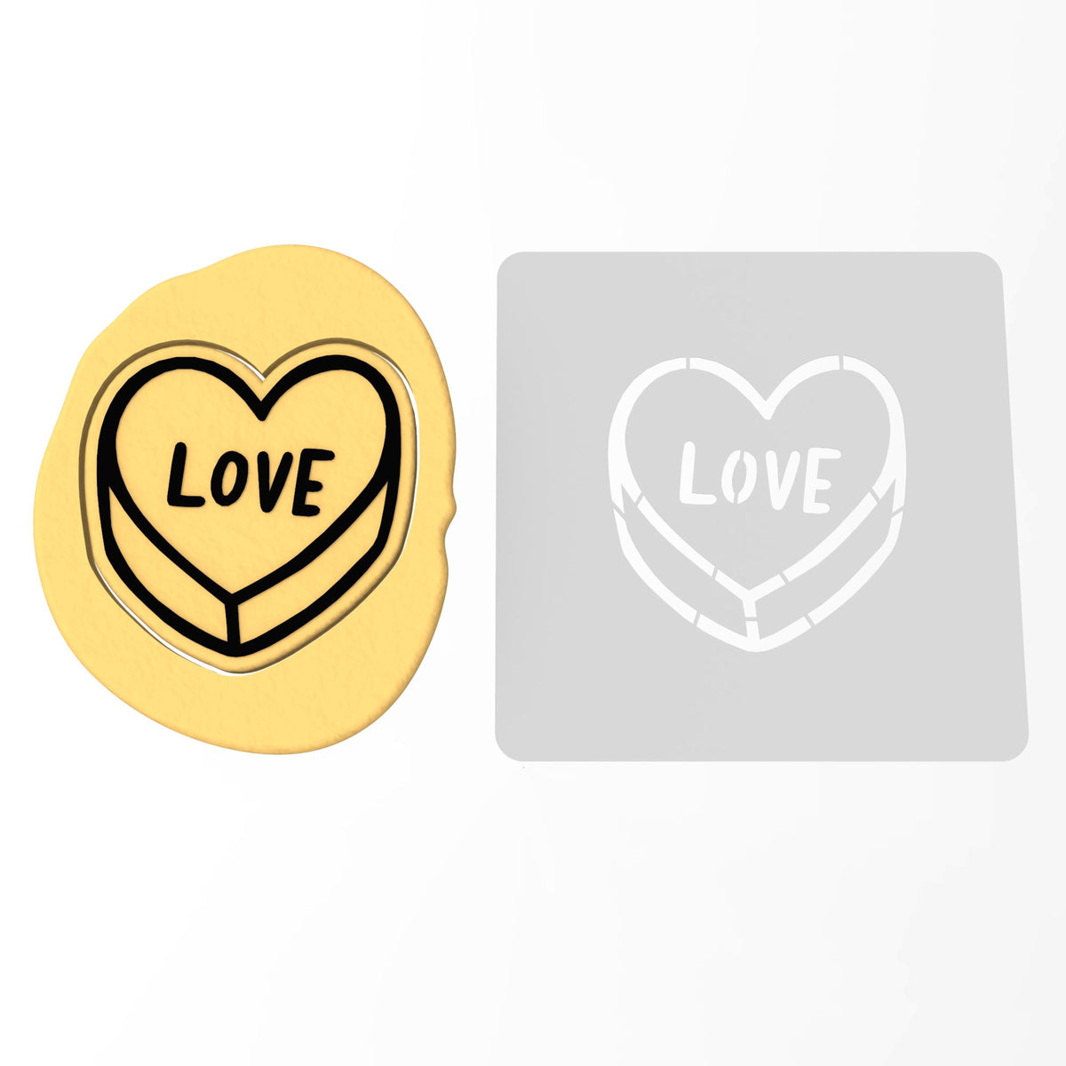 Love Valentine Candy Heart Cookie Cutter | Stamp | Stencil Wedding / Baby / V Day Cookie Cutter Lady MINI - 2 Inches (5cm) Stencil ONLY 