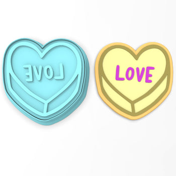 Love Valentine Candy Heart Cookie Cutter | Stamp | Stencil