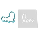 Love Word Cookie Cutter | Stamp | Stencil #1 Wedding / Baby / V Day Cookie Cutter Lady MINI - 2 Inches (5cm) **BUNDLE** Cutter + Stencil 