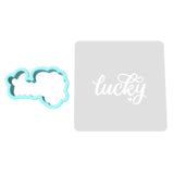 Lucky Cookie Cutter | Stamp | Stencil #2 Wedding / Baby / V Day Cookie Cutter Lady MINI - 2 Inches (5cm) **BUNDLE** Cutter + Stencil 