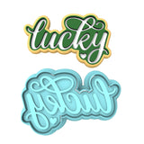 Lucky Cookie Cutter | Stamp | Stencil #2 Wedding / Baby / V Day Cookie Cutter Lady MINI - 2 Inches (5cm) **BUNDLE** Cutter + Stamp 