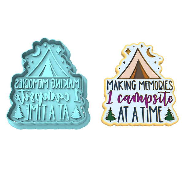 Making Memories One Campsite at a Time Cookie Cutter | Stamp | Stencil #1 Boys/ Army / Outdoorsman Cookie Cutter Lady 2 Inch Small Cupcake Cutter + Stamp No