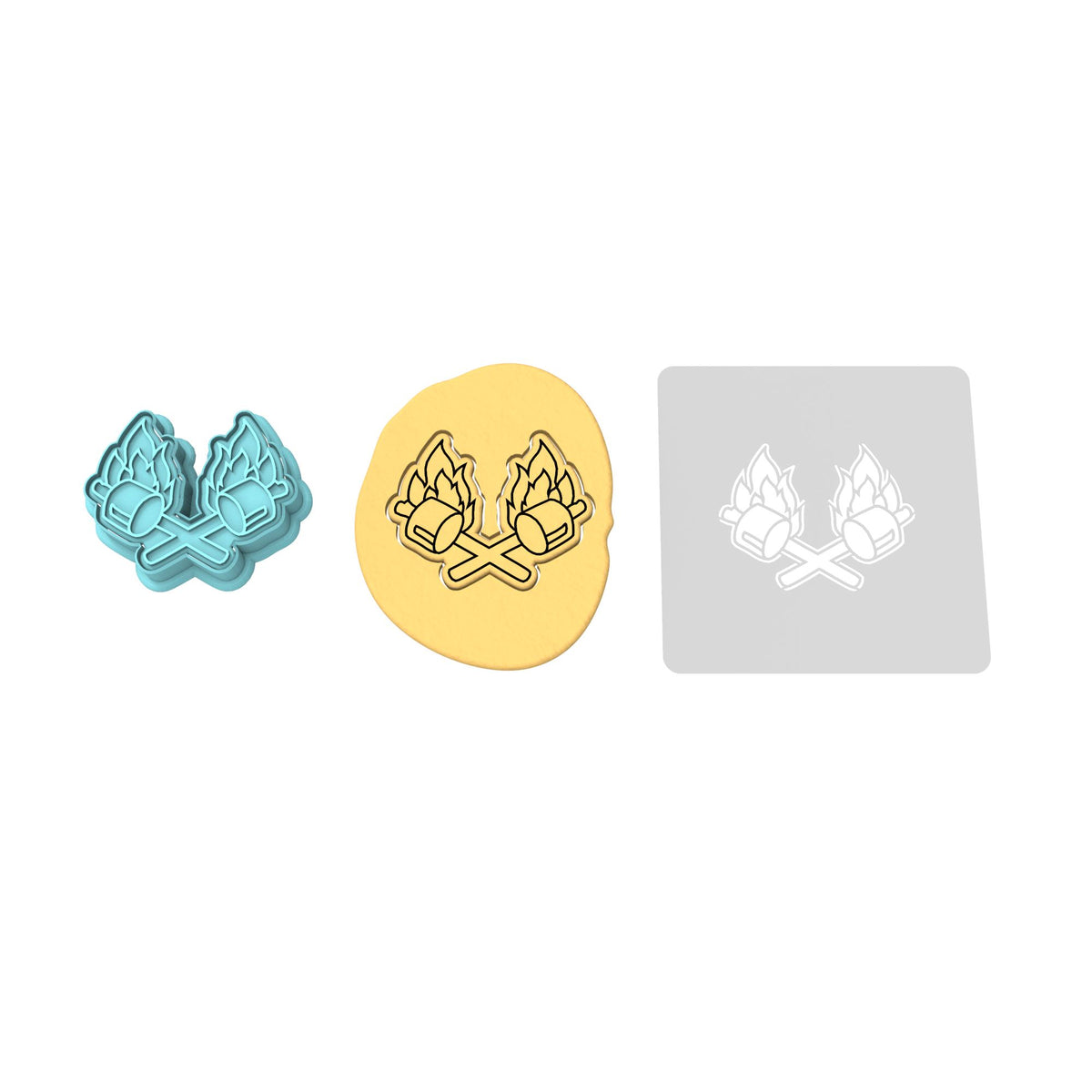 Marshmallow Sticks with Fire Cookie Cutter | Stamp | Stencil #1