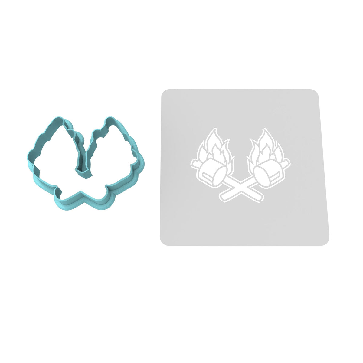 Marshmallow Sticks with Fire Cookie Cutter | Stamp | Stencil #1