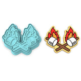 Marshmallow Sticks with Fire Cookie Cutter | Stamp | Stencil #1