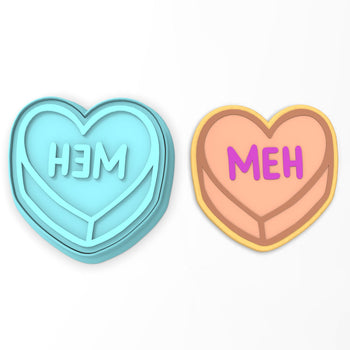 Meh Valentine Candy Heart Cookie Cutter | Stamp | Stencil