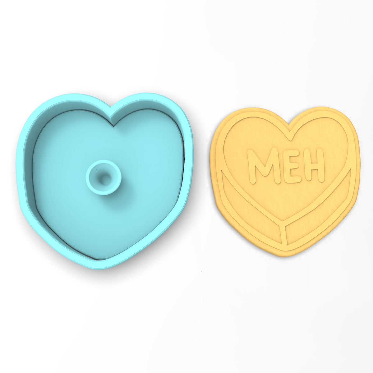 Meh Valentine Candy Heart Cookie Cutter | Stamp | Stencil