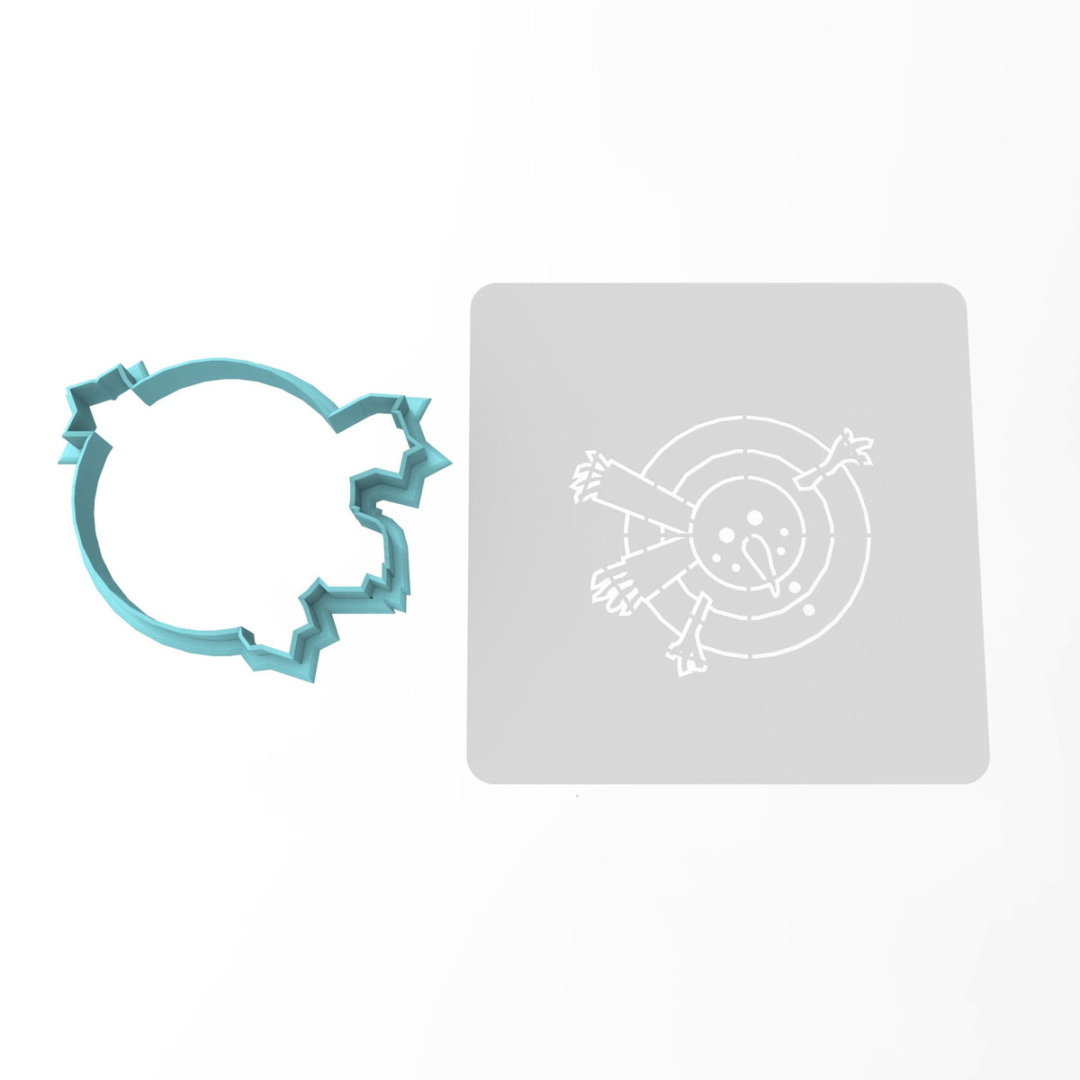 Melted Snowman Cookie Cutter | Stamp | Stencil #1 Xmas / Winter / NYE Cookie Cutter Lady MINI - 2 Inches (5cm) **BUNDLE** Cutter + Stencil 