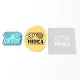 'Merica Glasses Cookie Cutter | Stamp | Stencil #1