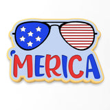 'Merica Glasses Cookie Cutter | Stamp | Stencil #1