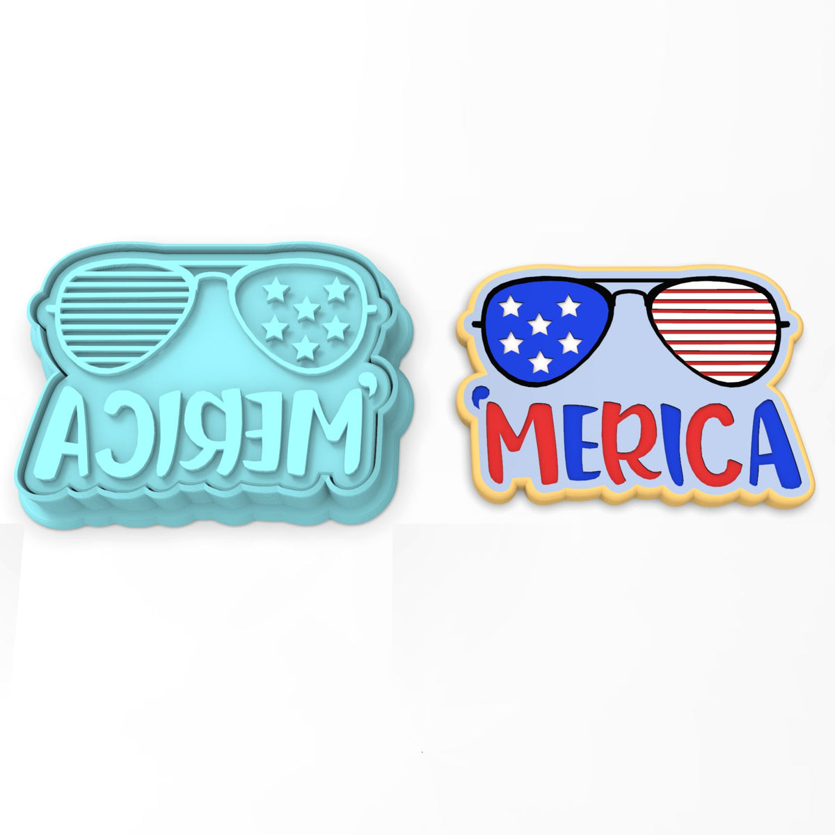 'Merica Glasses Cookie Cutter | Stamp | Stencil #1