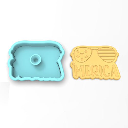 'Merica Glasses Cookie Cutter | Stamp | Stencil #1