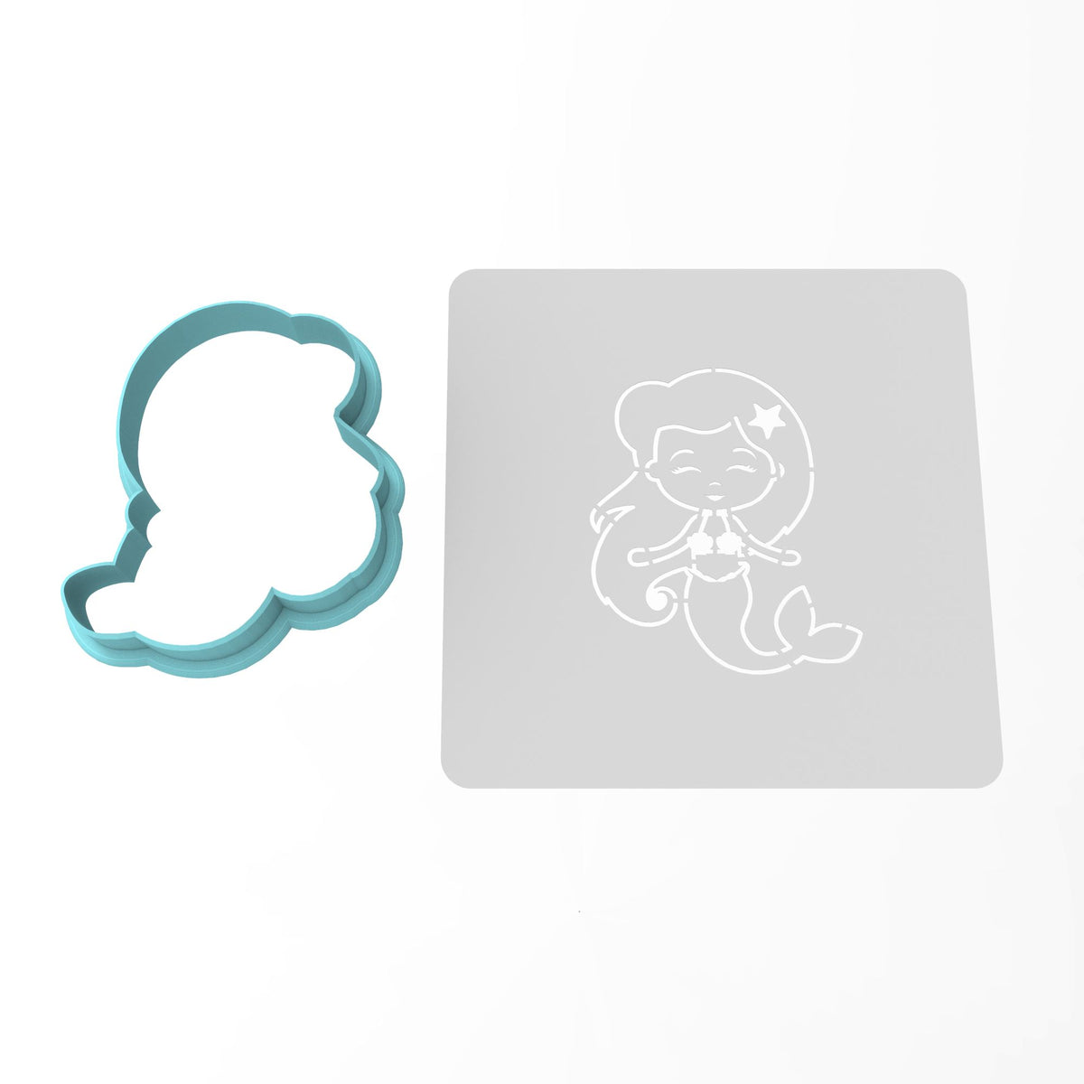 Mermaid Cookie Cutter | Stamp | Stencil #1