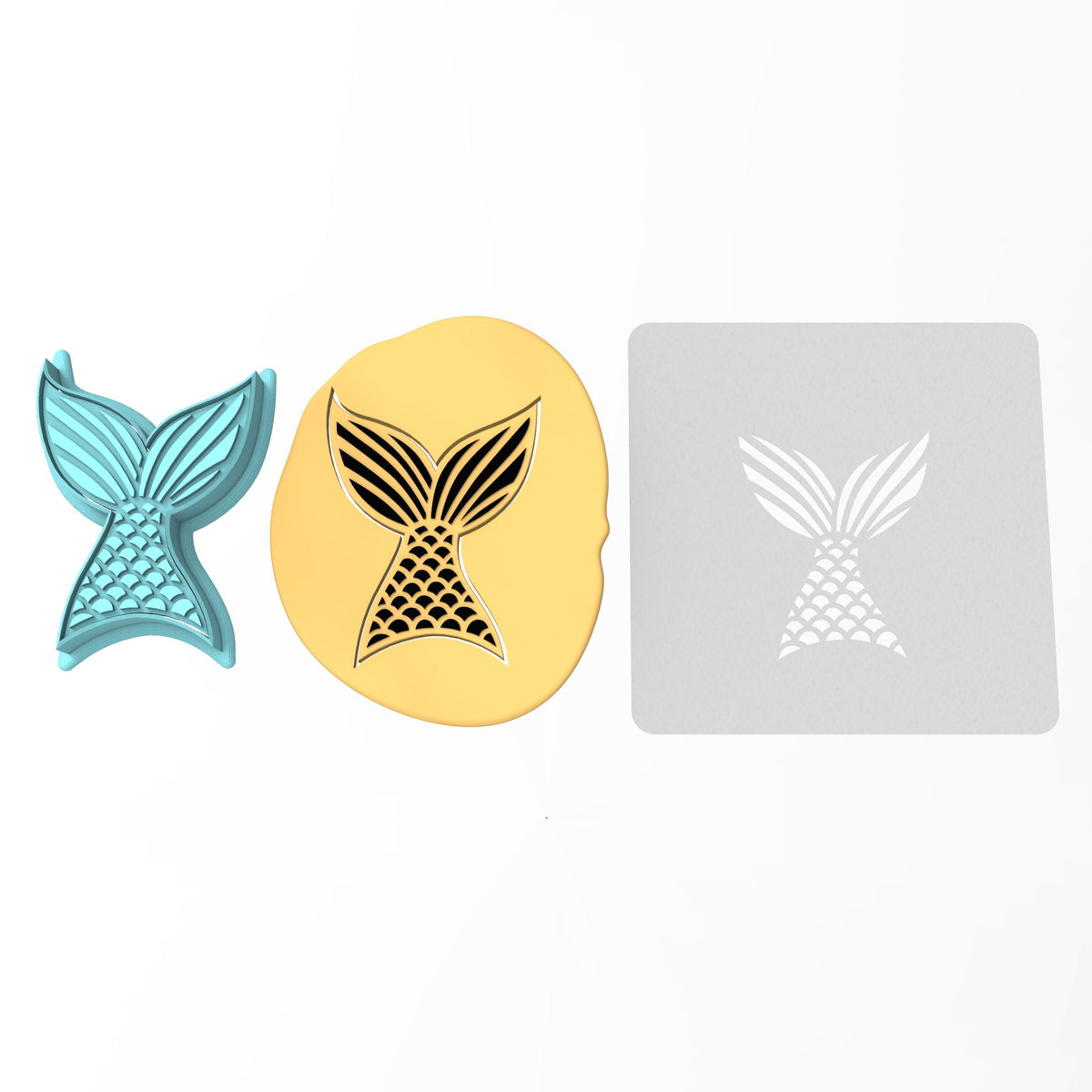 Mermaid Tail Cookie Cutter | Stamp | Stencil #1