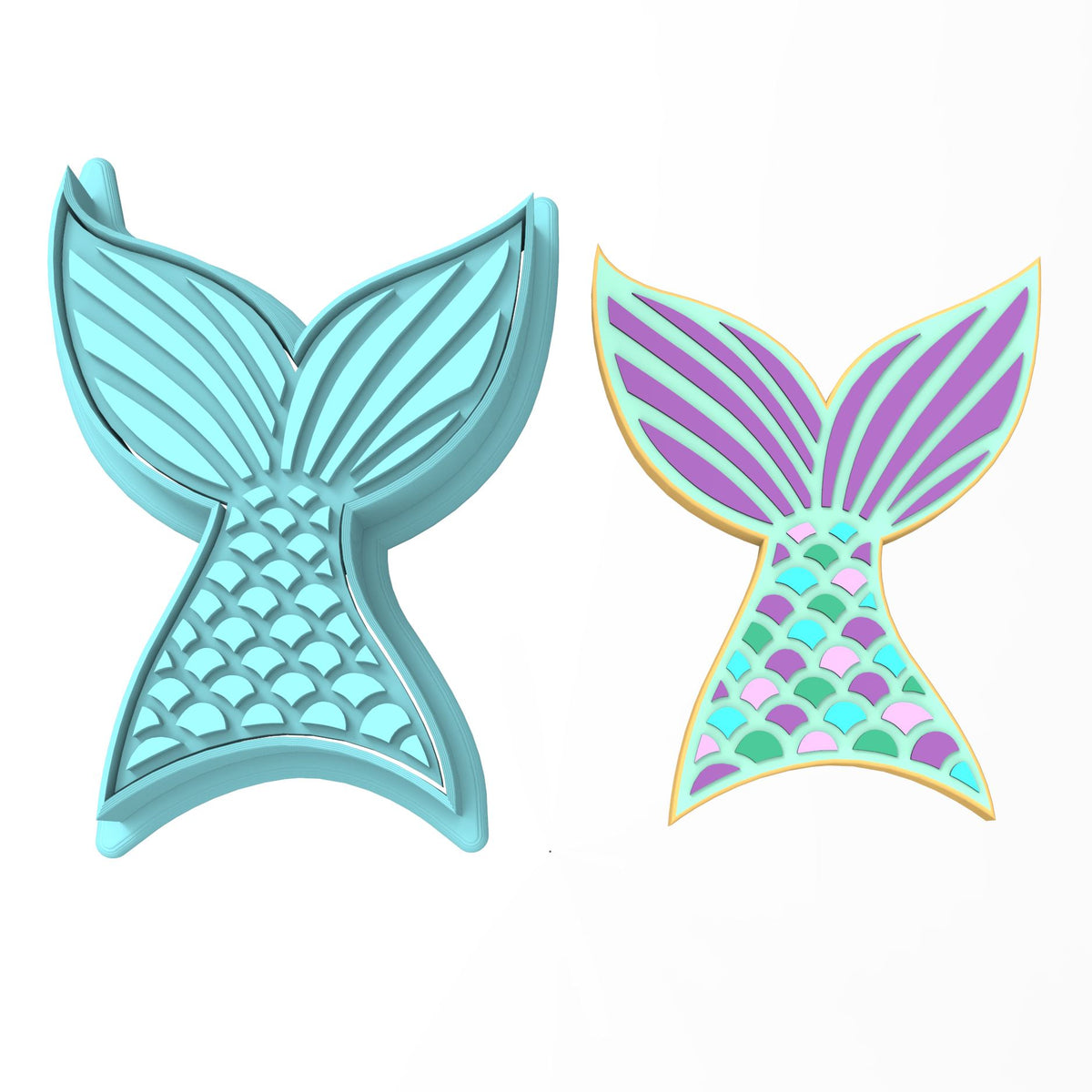 Mermaid Tail Cookie Cutter | Stamp | Stencil #1