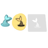 Mermaid Tail Splash Cookie Cutter | Stamp | Stencil #1 Cookie Cutters Cookie Cutter Lady 2 Inch Small Cupcake Cutter + Stamp Yes