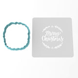 Merry Christmas Cookie Cutter | Stamp | Stencil #2 Xmas / Winter / NYE Cookie Cutter Lady MINI - 2 Inches (5cm) **BUNDLE** Cutter + Stencil 