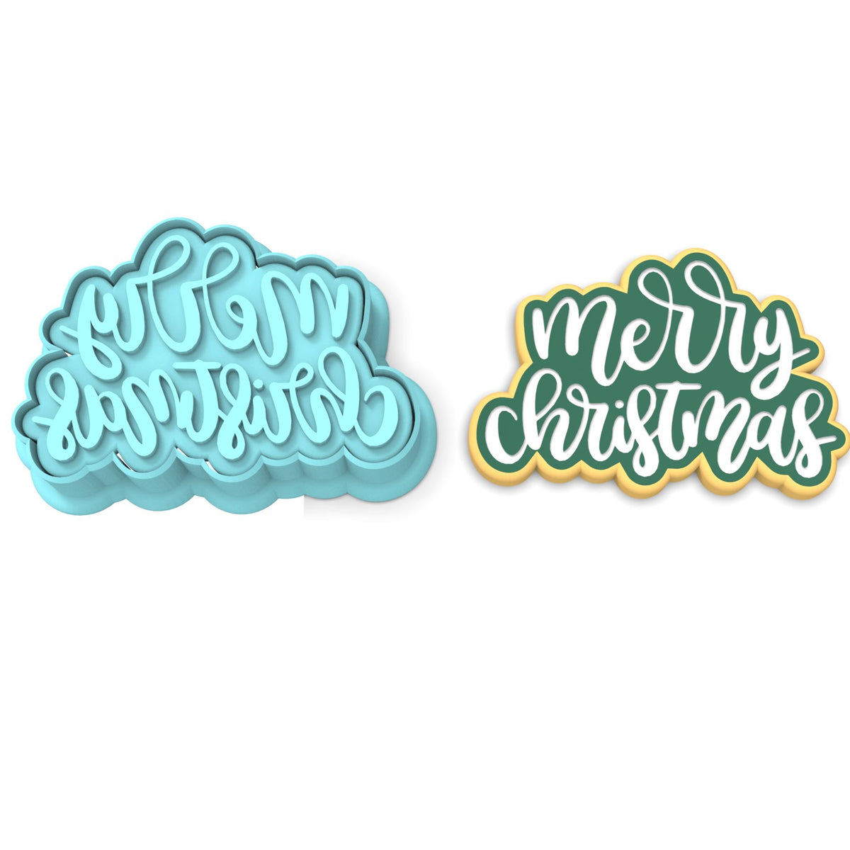 Merry Christmas Cookie Cutter | Stamp | Stencil #3