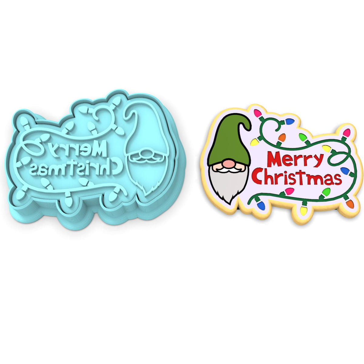 Merry Christmas Gnome Cookie Cutter | Stamp | Stencil #1