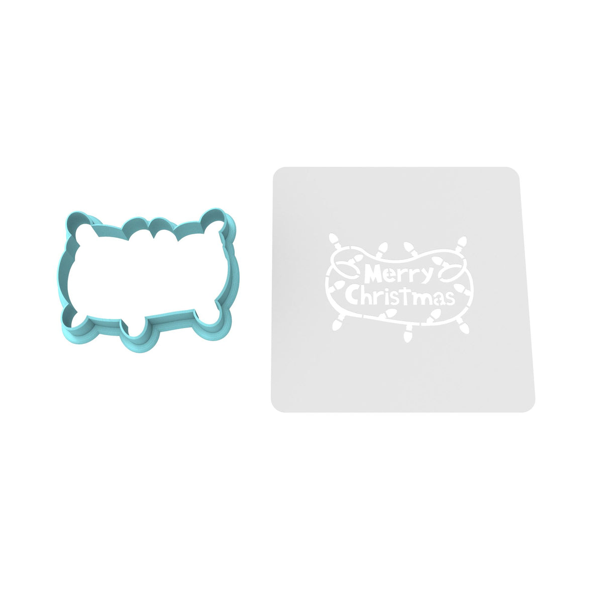 Merry Christmas Lights Cookie Cutter | Stamp | Stencil 1 Xmas / Winter / NYE Cookie Cutter Lady 