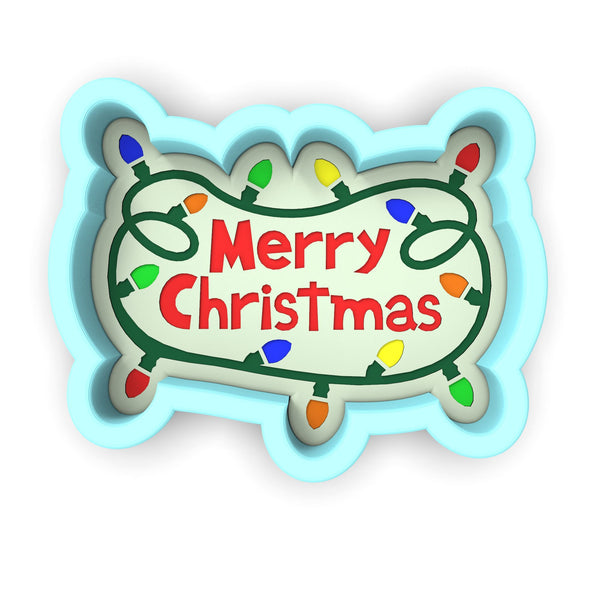 Merry Christmas Lights Cookie Cutter | Stamp | Stencil 1