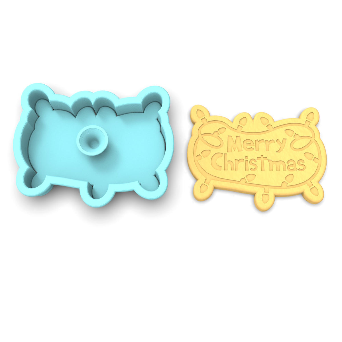 Merry Christmas Lights Cookie Cutter | Stamp | Stencil 1