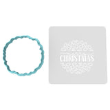 Merry Christmas Round Lights Cookie Cutter | Stamp | Stencil #1 Xmas / Winter / NYE Cookie Cutter Lady MINI - 2 Inches (5cm) **BUNDLE** Cutter + Stencil 