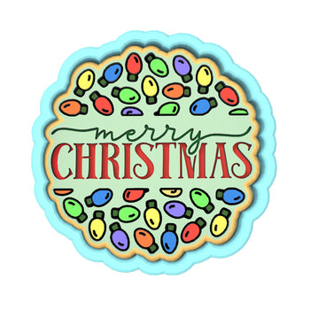 Merry Christmas Round Lights Cookie Cutter | Stamp | Stencil #1