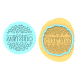 Merry Christmas Round Lights Cookie Cutter | Stamp | Stencil #1 Xmas / Winter / NYE Cookie Cutter Lady MINI - 2 Inches (5cm) **BUNDLE** Cutter + Debosser 
