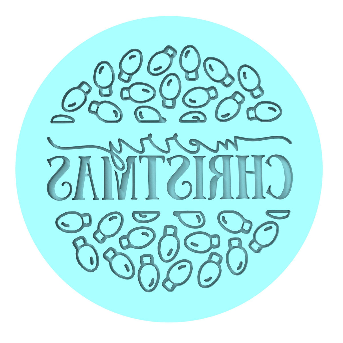 Merry Christmas Round Lights Cookie Cutter | Stamp | Stencil #1 Xmas / Winter / NYE Cookie Cutter Lady 