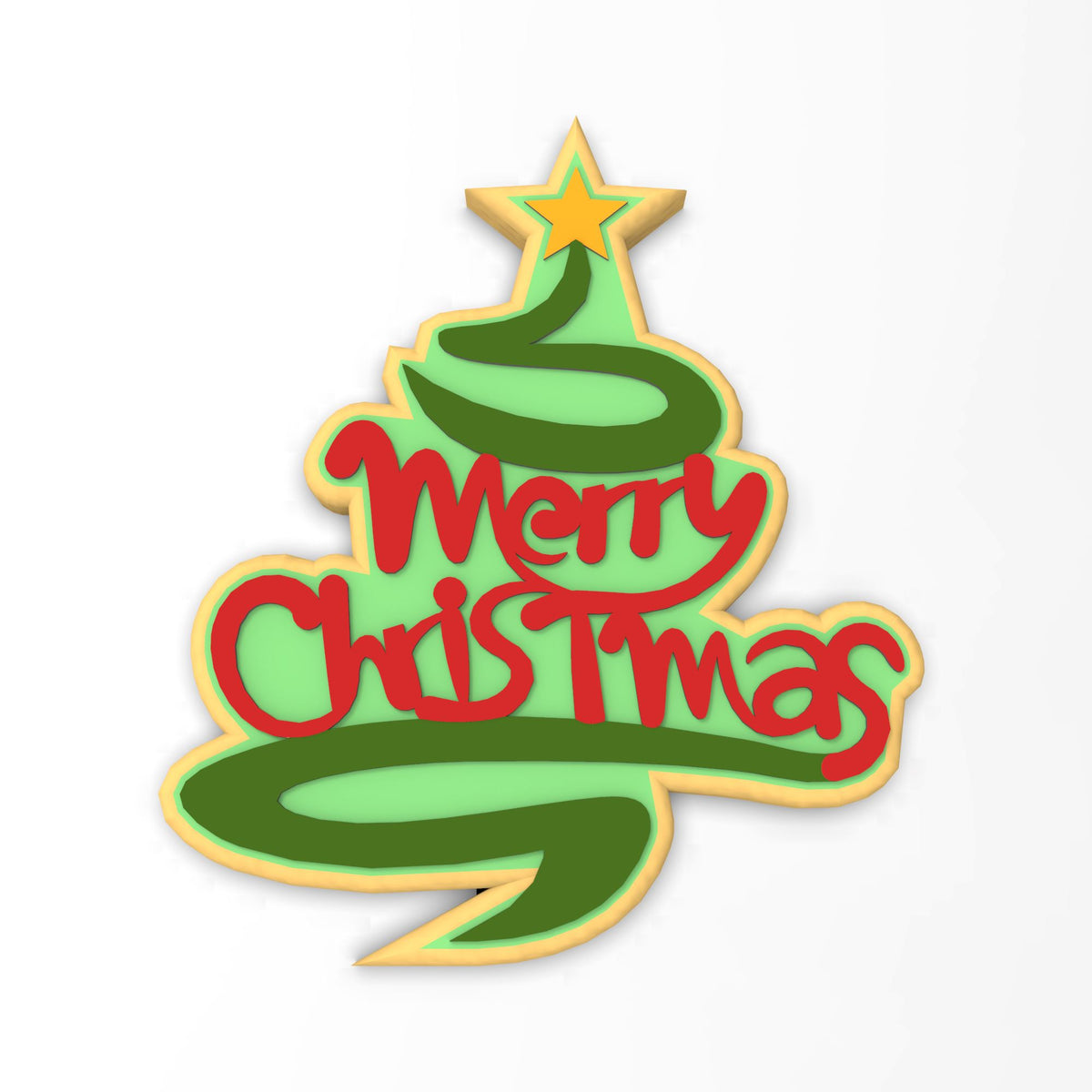 Merry Christmas Tree Cookie Cutter | Stamp | Stencil #1