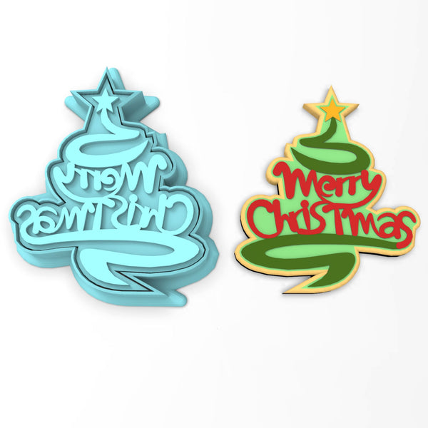 Merry Christmas Tree Cookie Cutter | Stamp | Stencil #1