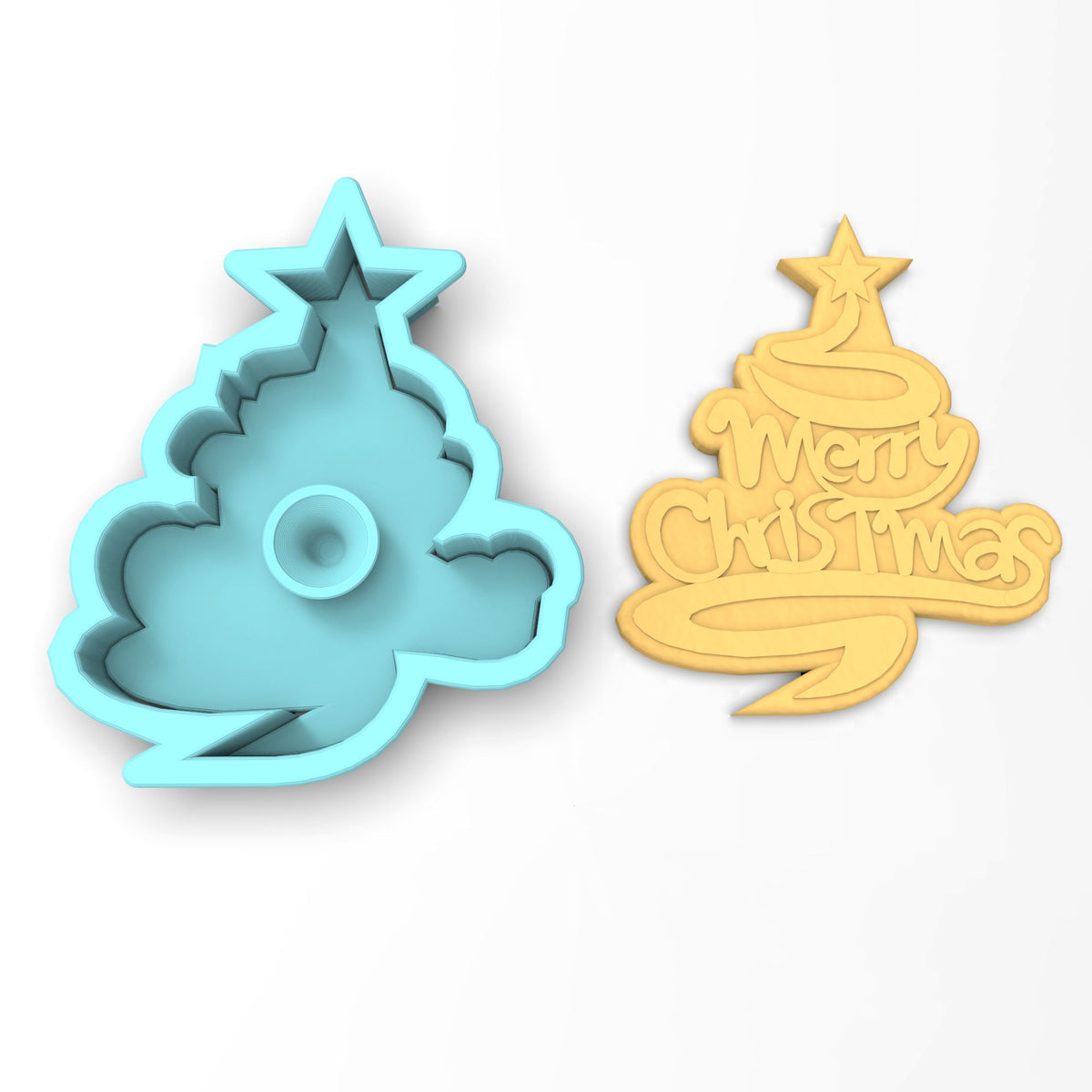 Merry Christmas Tree Cookie Cutter | Stamp | Stencil #1