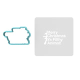 Merry Christmas Ya Filthy Animal Gun Cookie Cutter | Stamp | Stencil Xmas / Winter / NYE Cookie Cutter Lady TEENY - 1 Inch (2.5cm) **BUNDLE** Cutter + Stencil 